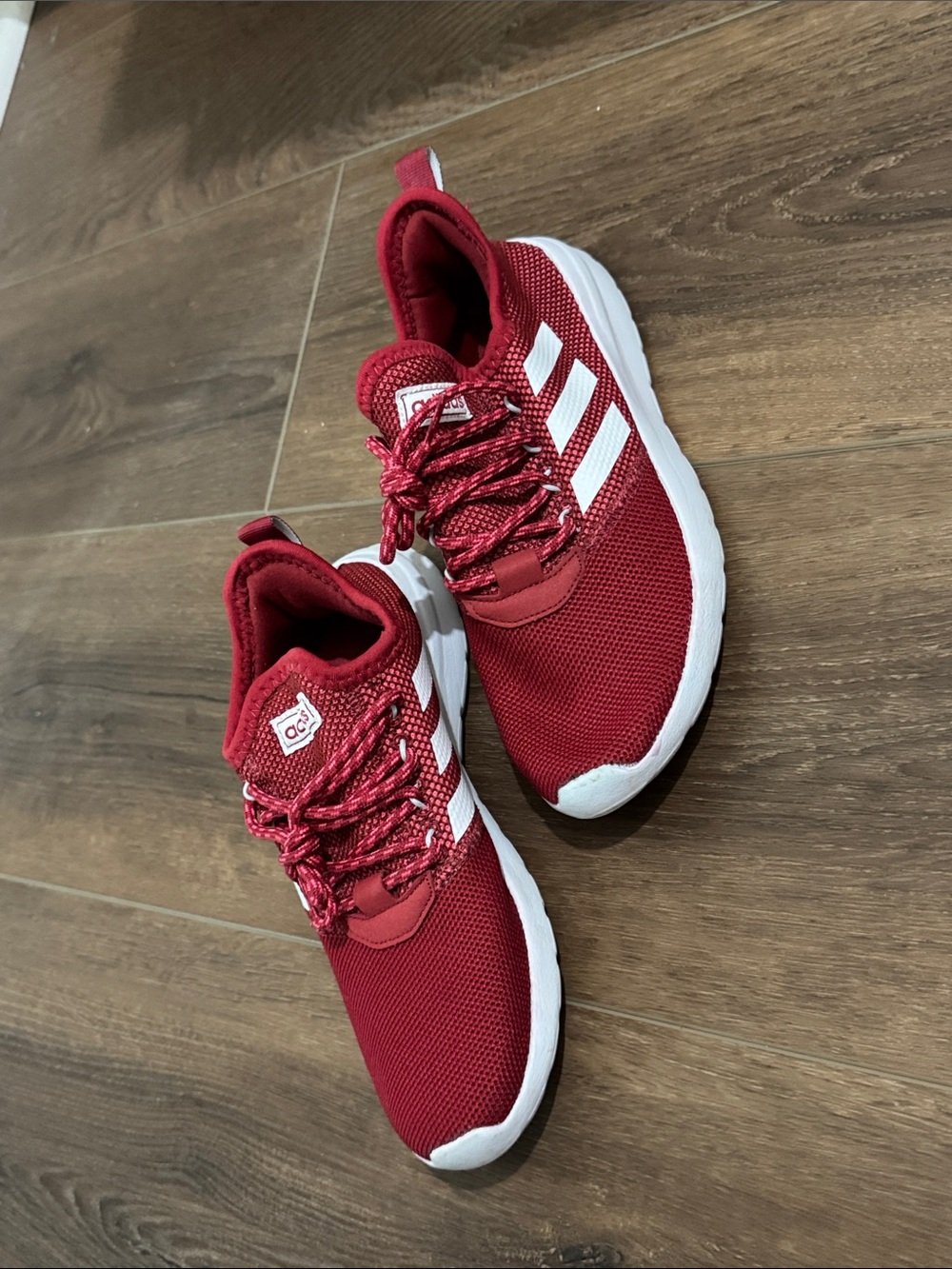 adidas Red Running Shoes with White Stripes